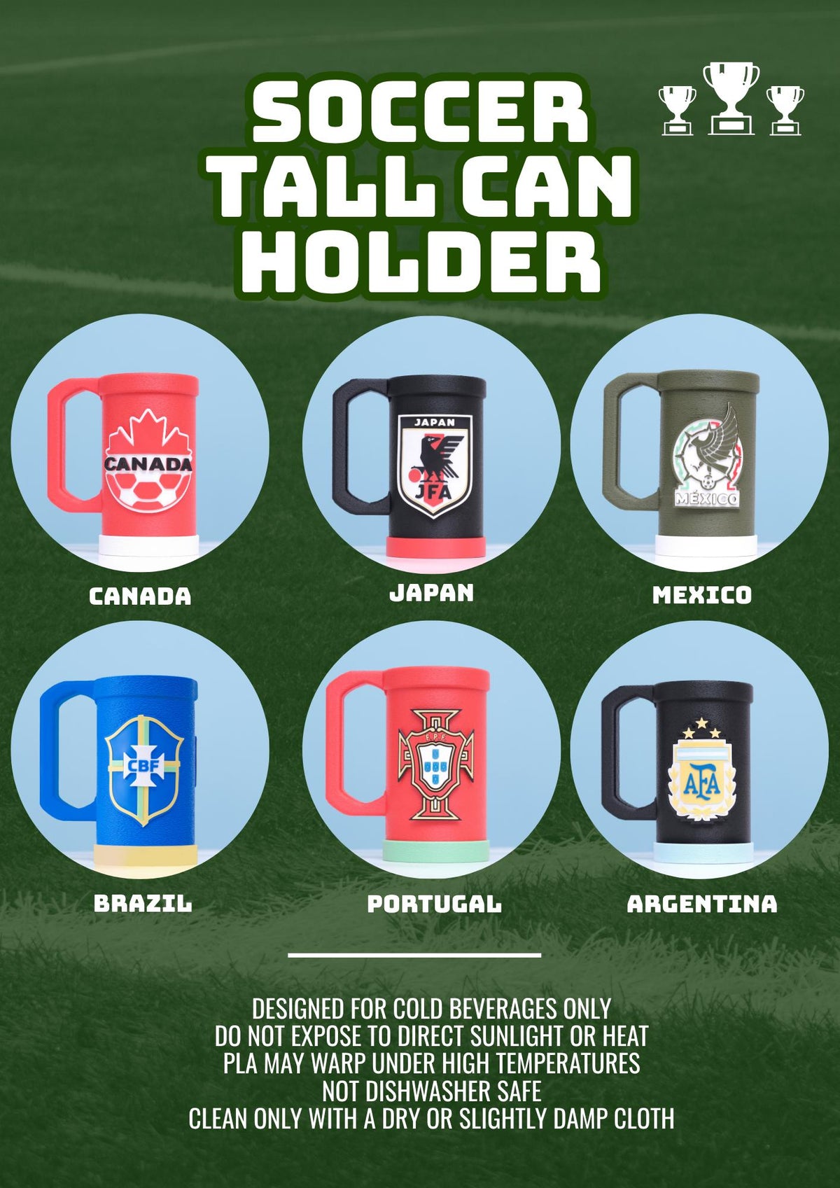 Soccer Country 16 oz Tall Can Holder