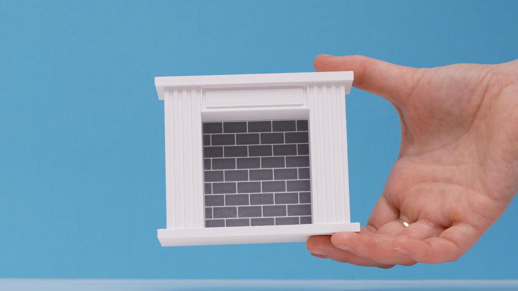 Modern 1:12 Dollhouse Fireplace with Removable Screen