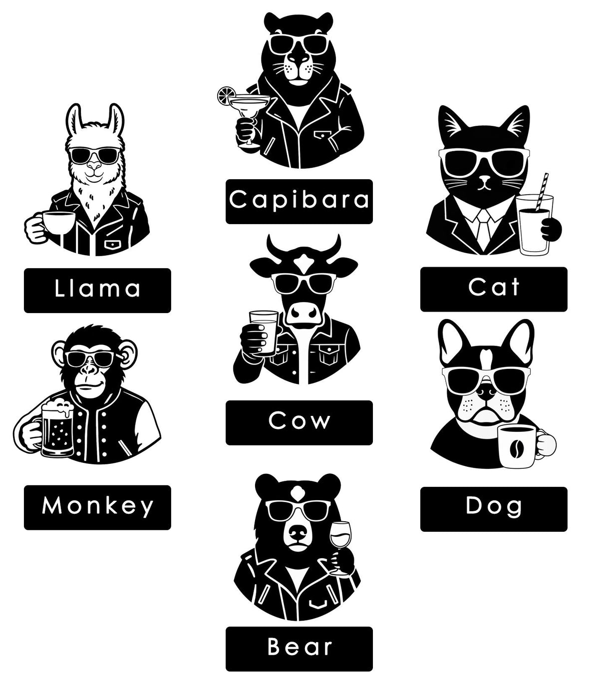 Funny Animal Drink Coasters with Holder
