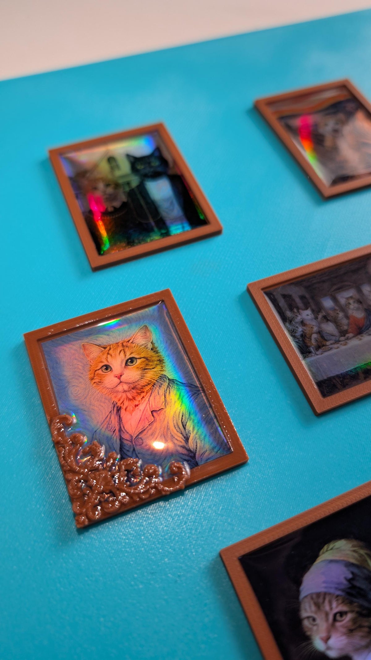 Miniature Cat Art Frames Set – 1:12 Dollhouse Wall Deco