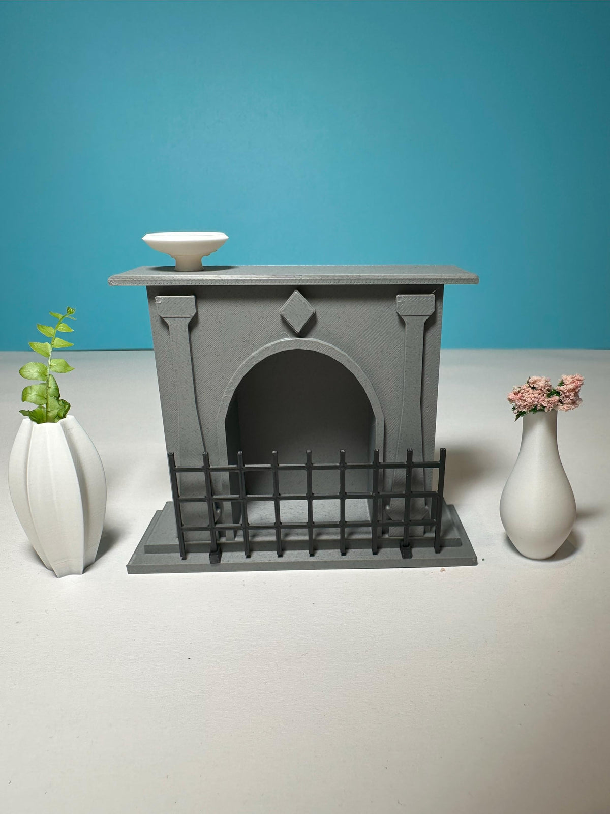 1:12 Scale Miniature Fireplace with Removable Screen