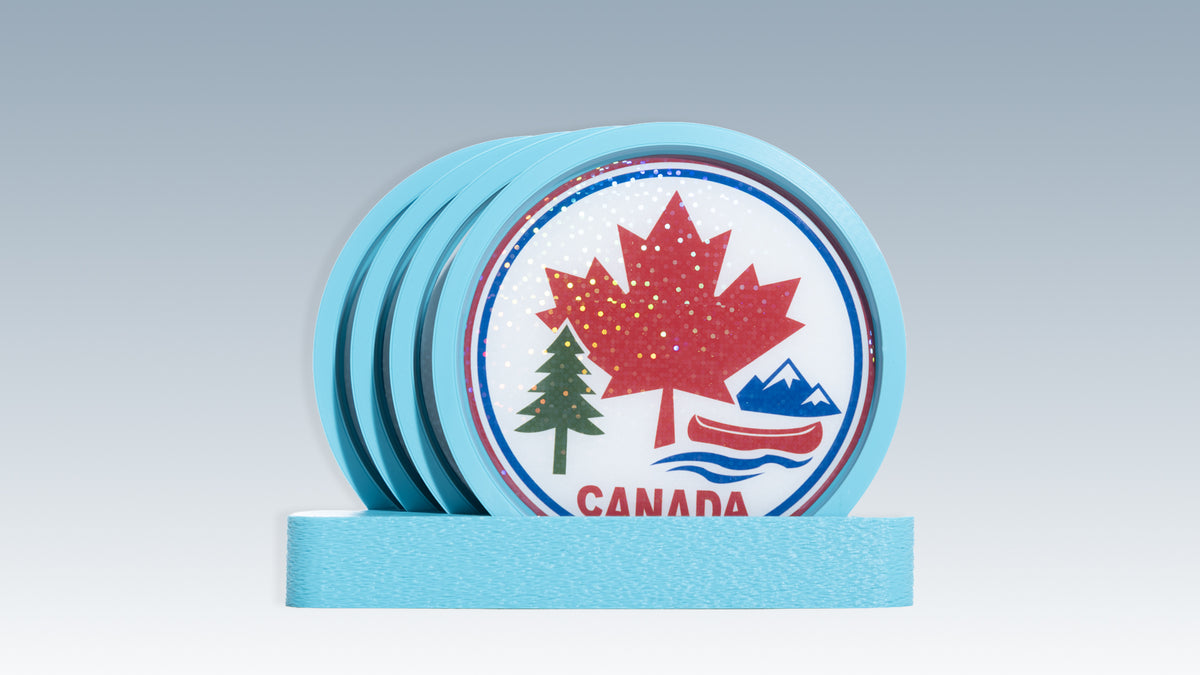 Canadian Souvenir Coaster Set with Stand – Toronto Gift
