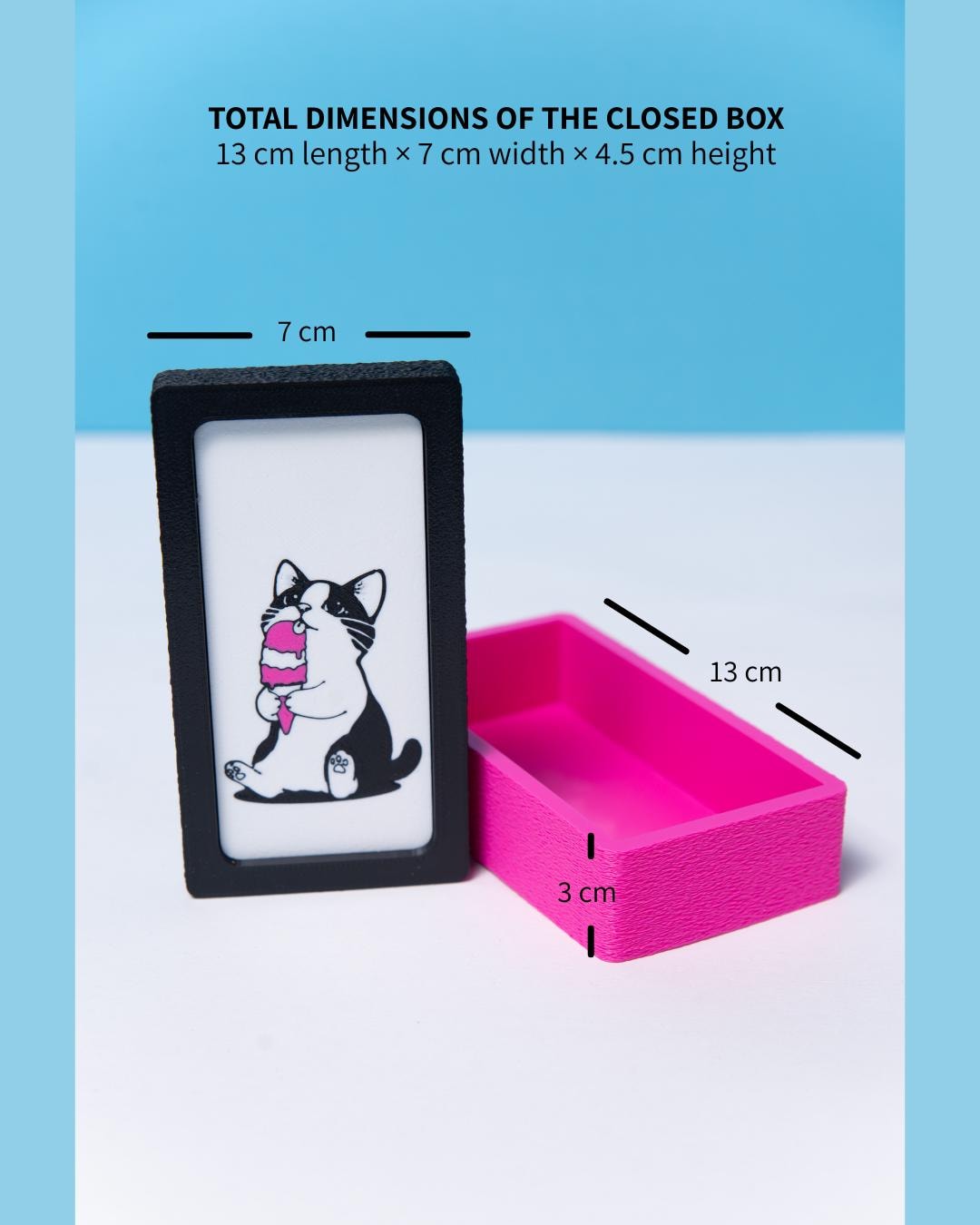 Cat Ice Cream Trinket Box measuring 13 cm long, 7 cm wide and 4.5 cm high