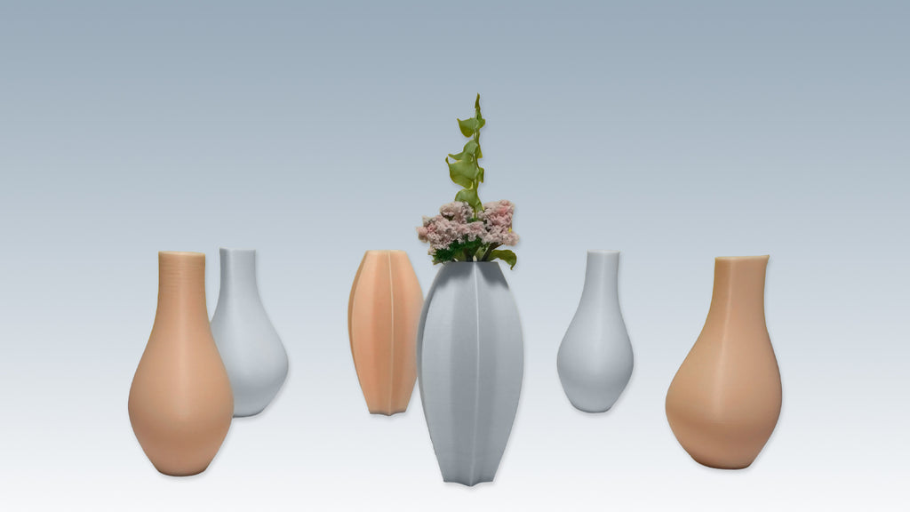 Set of 3 Modern Miniature Floor Vases – 1:12 Scale