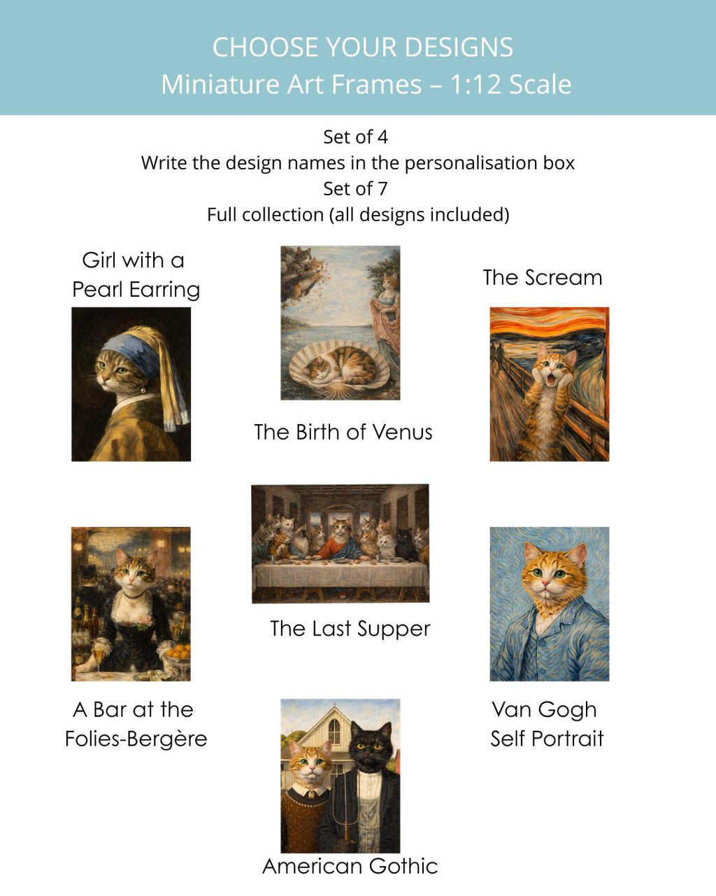 miniature cat art frame designs