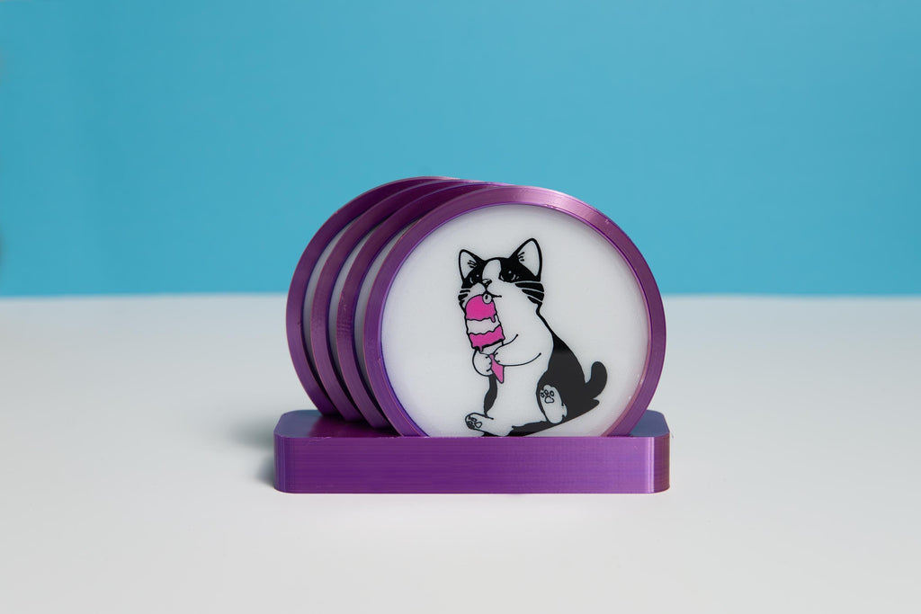 set of 4 cat coasters