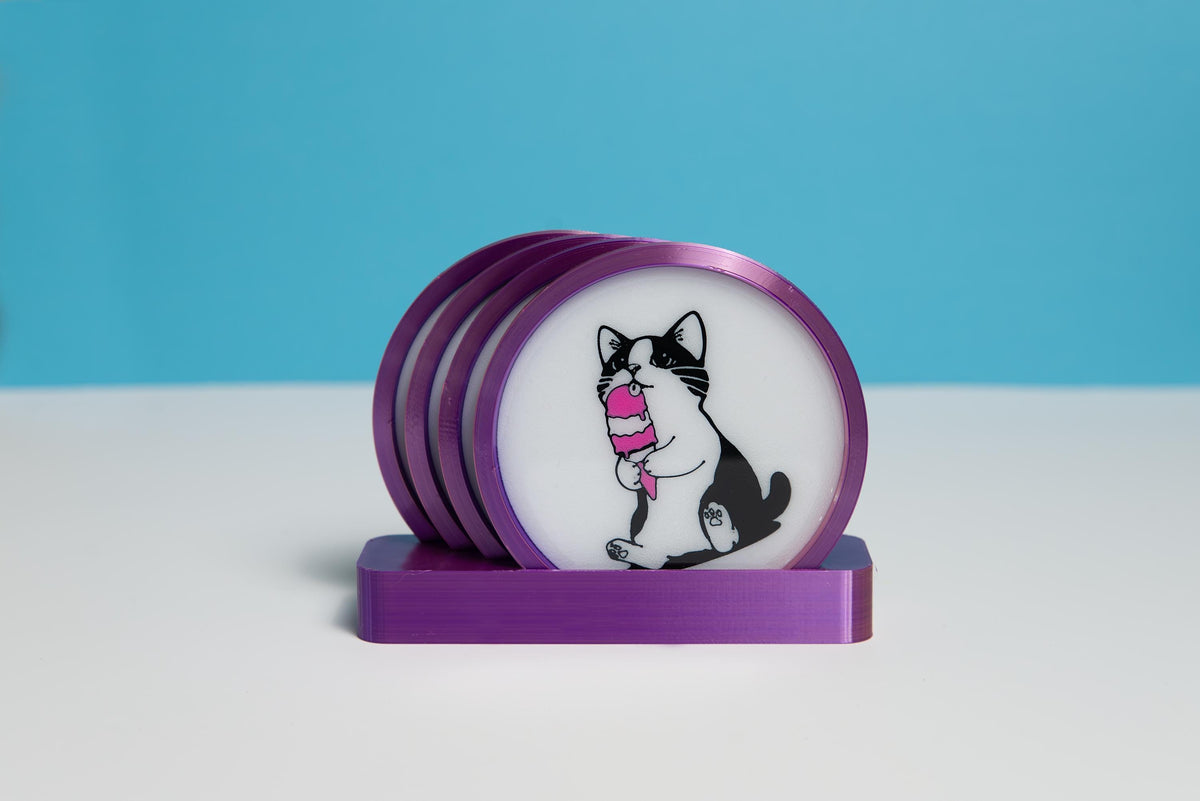set of 4 cat coasters